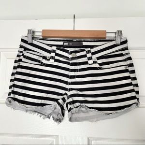 Levi's Striped Distressed Denim Shorts